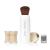Na zdjęciu jest pędzel zintegrowany z pudrem sypkim  marki Jane Iredale Powder-Me SPF. Produkt składa się z eleganckiego, białego pojemnika z miękkim, zaokrąglonym pędzlem oraz dwóch przezroczystych wkładów z pudrem ochronnym.