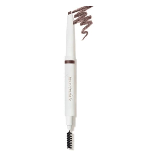 Na zdjęciu kredka do brwi PureBrow Shaping Pencil.  Kredka jest dwustronna, z jednej strony jest skośna końcówka w konkretnym kolorze, z drugiej wygodna spiralka do wyczesywania i stylizowania brwi.