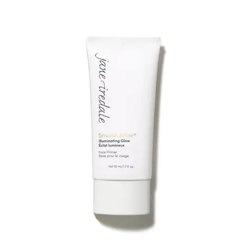Na zdjęciu znajduje się biała tubka bazy pod makijaż Smooth Affair Illuminating Glow. Na niej czarno – złote napisy z nazwą produktu. Produkt rozświetla i wygładza skórę i przygotowuje ją do aplikacji makijażu.