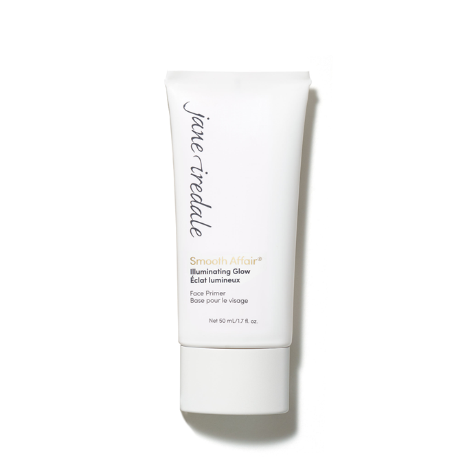 Na zdjęciu znajduje się biała tubka bazy pod makijaż Smooth Affair Illuminating Glow. Na niej czarno – złote napisy z nazwą produktu. Produkt rozświetla i wygładza skórę i przygotowuje ją do aplikacji makijażu.