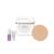 Na zdjęciu widzimy produkty składowe zestawu skincare make up jane iredale tzn: biała puderniczka, puder prasowany, mini baza i mini woda nawilżająca.