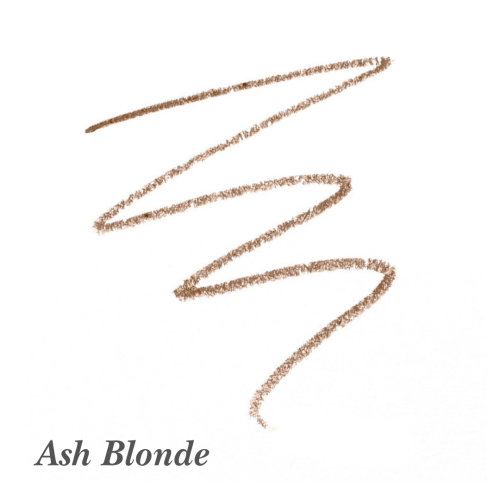 Próbka koloru kredki do brwi Jane Iredale PureBrow Shaping Pencil Ash Blonde – chłodny, jasny brąz wpadający w odcień popielaty. Idealny dla osób o jasnych, chłodnych włosach, które chcą naturalnie podkreślić brwi bez ciepłych tonów.