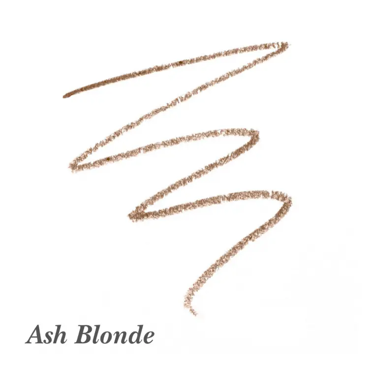 Próbka koloru kredki do brwi Jane Iredale PureBrow Precision Pencil Ash Blonde – chłodny, jasny brąz wpadający w odcień popielaty. Idealny dla osób o jasnych, chłodnych włosach, które chcą naturalnie podkreślić brwi bez ciepłych tonów.