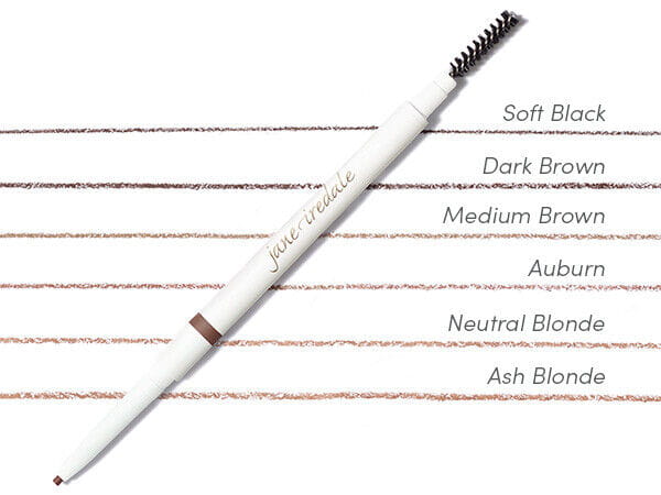 Na zdjęciu kredka do brwi PureBrow Precision Pencil.  Kredka jest dwustronna, z jednej strony jest skośna końcówka w konkretnym kolorze, z drugiej wygodna spiralka do wyczesywania i stylizowania brwi.