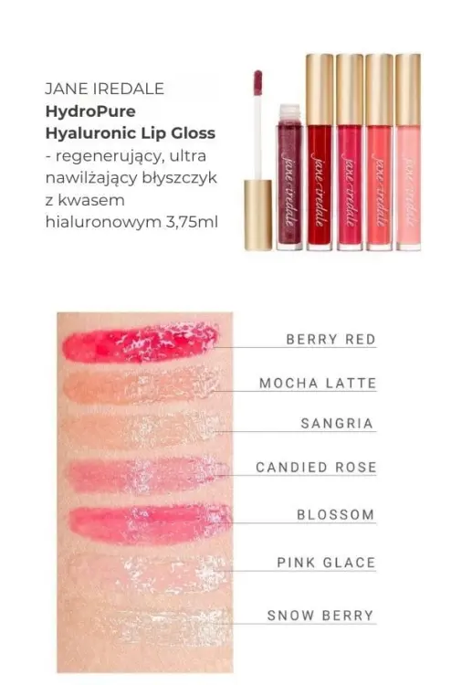 Na zdjęciu widać próbki kolorów produktu Hydropure hyaluronic lip gloss w formie swatchy, na damskim przedramieniu o jasnej i średniej karnacji.