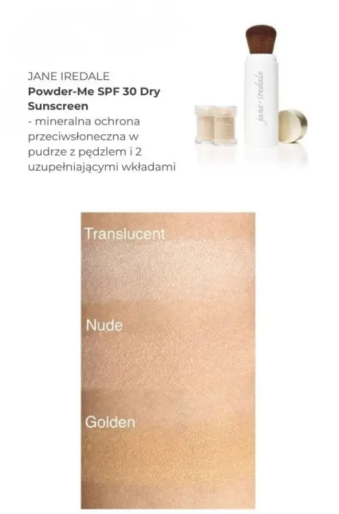 Na zdjęciu widać próbki kolorów produktu powder-me spf 30 w formie swatchy, na damskim przedramieniu o jasnej i średniej karnacji.