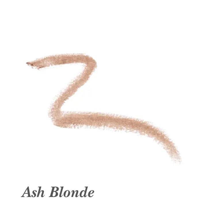 Na zdjęciu widzimy otwarte opakowanie jane iredale PureBrow™ Brow Powder w odcieniu Ash Blonde. Puder ma neutralny, chłodny jasnobrązowy odcień idealny do wypełniania i modelowania brwi o jasnym lub popielatym tonie.