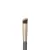 Zdjęcie przedstawia zbliżenie końcówki pędzelka do korektora jane iredale Concealer Brush na białym tle. Widoczne jest gęste, lekko skośne włosie w kolorze brązowym z białymi końcówkami, osadzone w złotej skuwce połączonej z szarym trzonkiem.