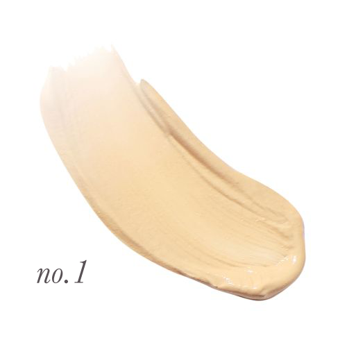 Na zdjęciu przedstawiono odcień korektora Jane Iredale Active Light oznaczony jako No. 1. Odcień został pokazany w formie rozsmarowanej próbki, co pomaga ocenić kolor i konsystencję produktu. No. 1 to bardzo jasny beż, dla jasnej karnacji.